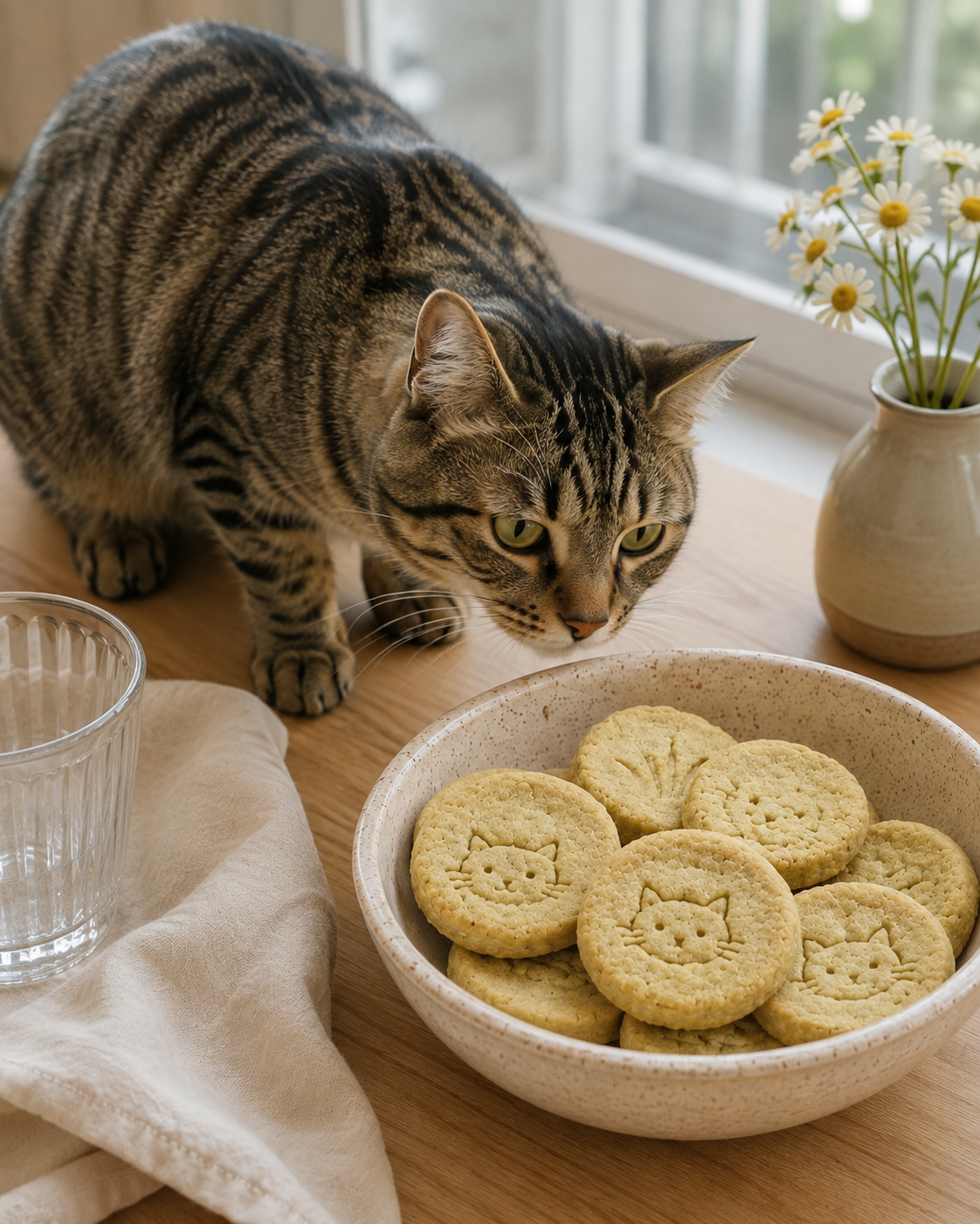 Crunchy chicken and cat grass treats