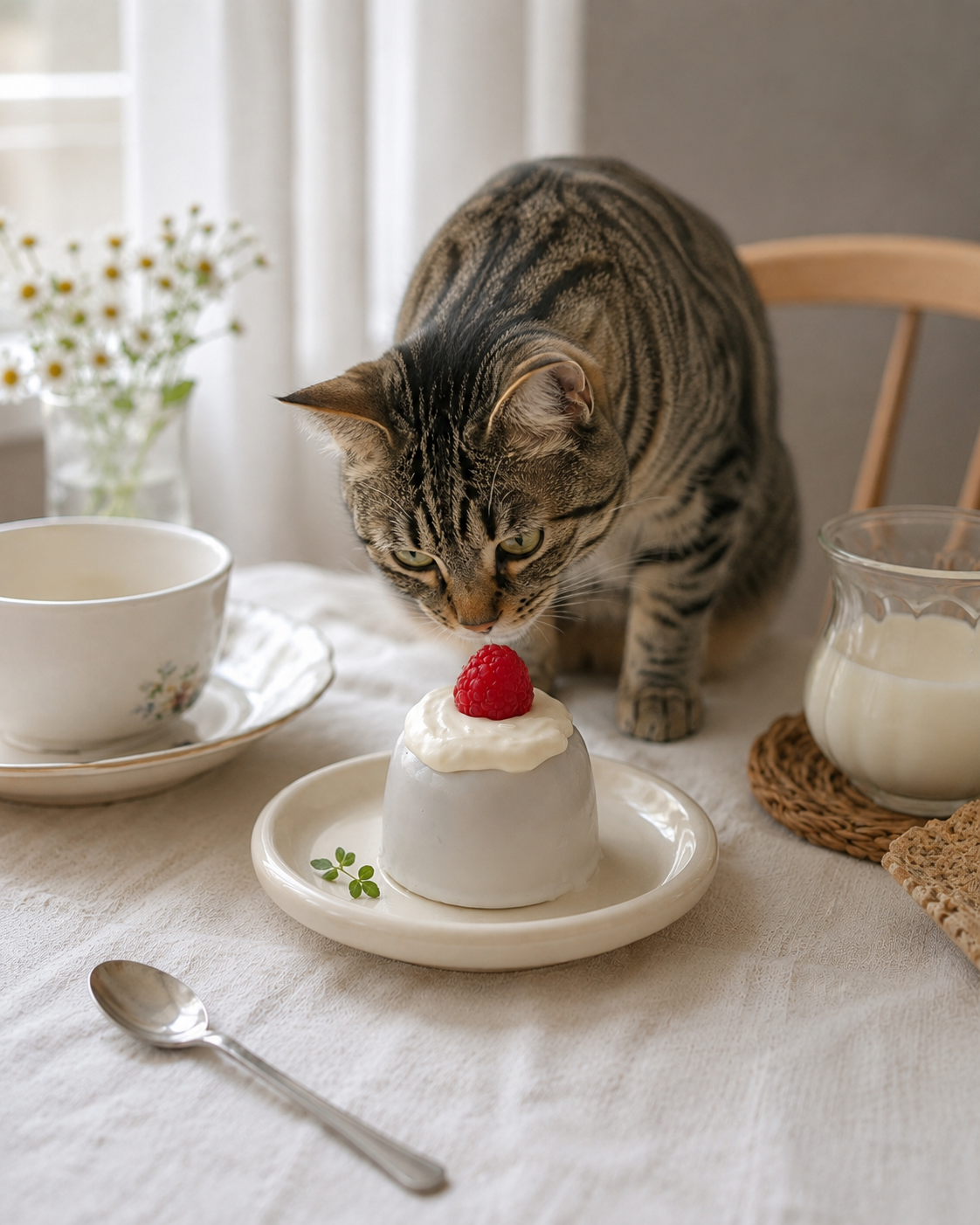 Cat beside a vanilla recipe presentation preview
